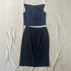 David Meister Navy Blue Pencil Skirt Set